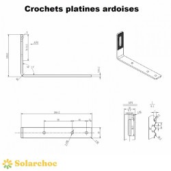Platine POWER crochet de fixation pour panneaux solaires sur toiture ardoise