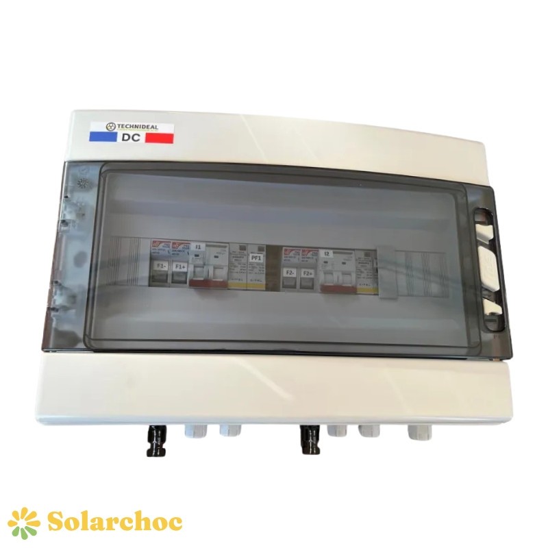 Coffret DC 600 V courant continu et parafoudre 2 entrées 2 sorties (2 x MPPT) avec fusible TECHNIDEAL TECHNIDEAL 1 - Solarchoc 