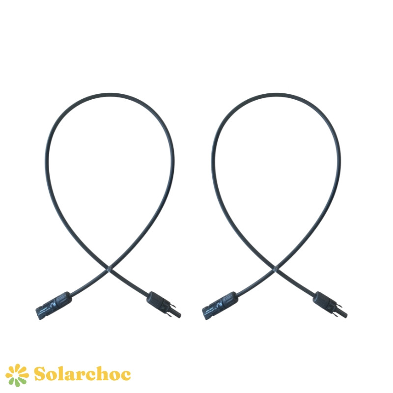 Lot 2 allonges 1m câble solaire photovoltaïque 4mm² noires MC4 montés