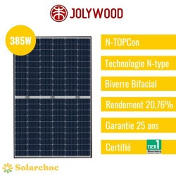 Panneau solaire JOLYWOOD 385W Black Ntype Bifacial JW-HD120N 385W