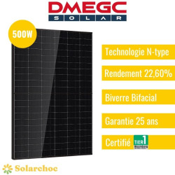 Lot de 36 Panneaux solaires DMEGC 500W Cadre noir Bifacial N-type DM500M10RT- B60HBT DMEGC SOLAR 2 - Solarchoc 