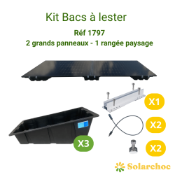 Kit de fixation bac à lester pour 2 panneaux solaires 1 rangée en paysage