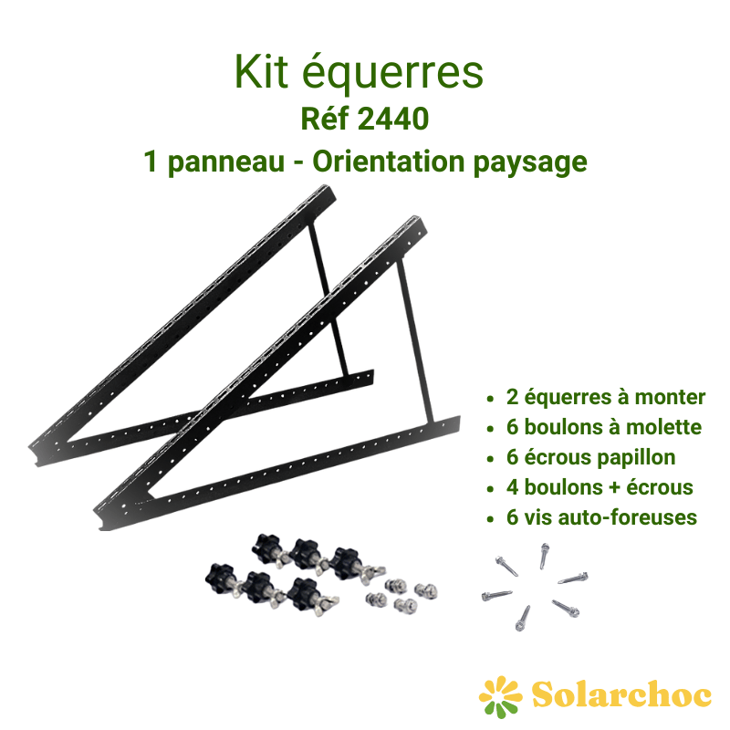 Equerres de fixation noires ajustables (1180x1180x600) pose paysage