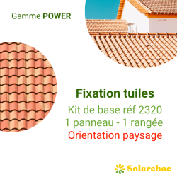 Kit POWER pour 1er panneau solaire sur toiture tuile pose paysage crochet inversé réglable