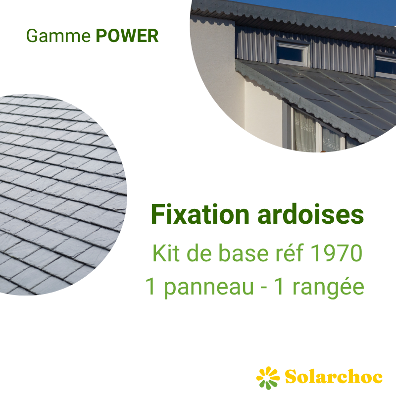 Kit POWER pour 1er panneau solaire sur toiture ardoise pose portrait