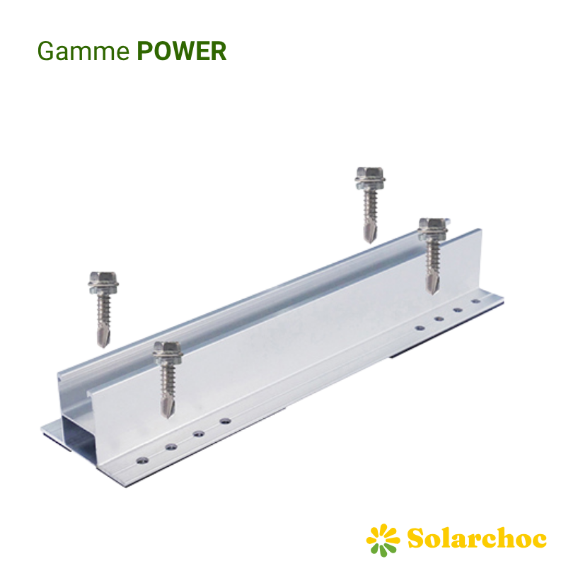 Mini rail support de fixation toiture bac acier POWER montage portrait