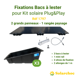 Kit de fixation bac à lester pour 2 panneaux solaires 1 rangée en paysage