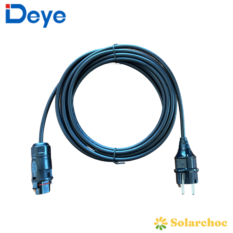 Câble secteur 5 mètres (0,75mm² - fiche prise 2P+T) pour micro onduleur DEYE