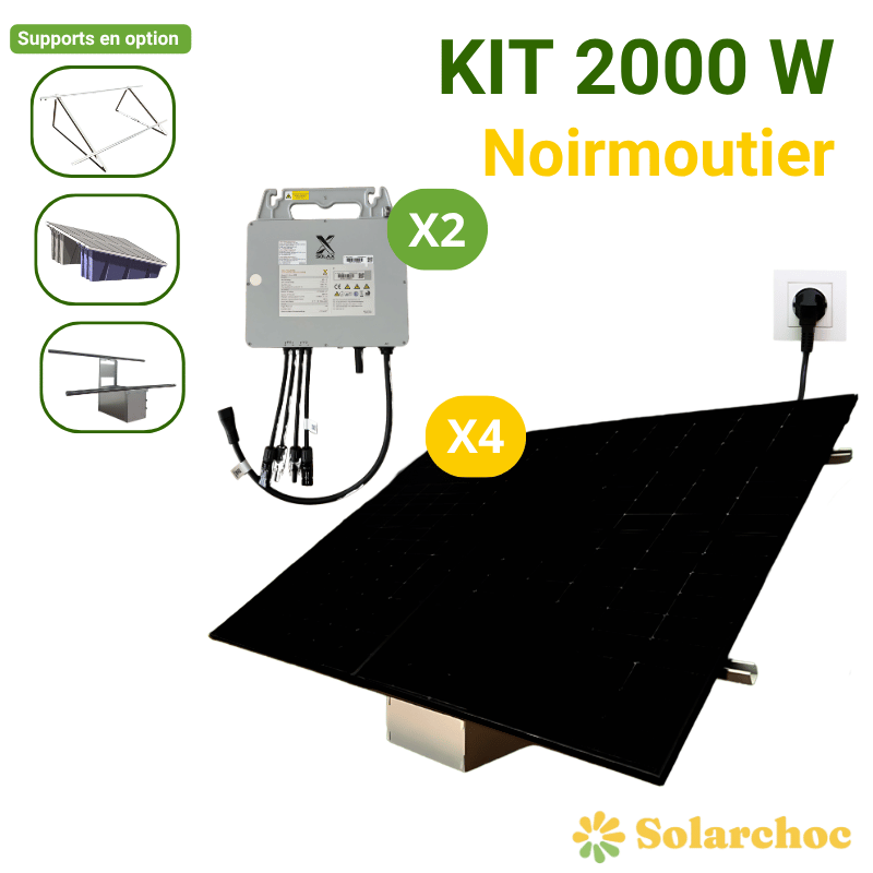 Kit solaire Plug&Play 2000W 4 panneaux JOLYWOOD 500W + 2 micro onduleurs SOLAX 1000W Wifi intégré Noirmoutier