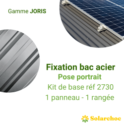 Kit JORIS pour 1er panneau sur toiture Bac acier pose portrait