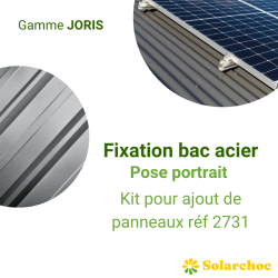 Kit JORIS pour panneau(x) solaire(s) suivant(s) sur toiture bac acier pose portrait