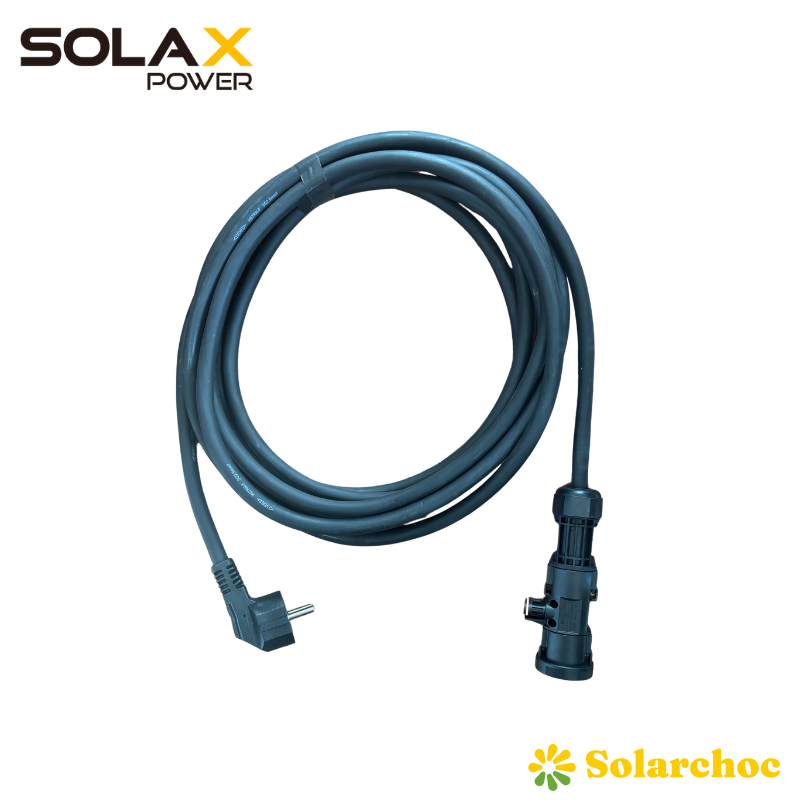 Câble secteur 5 mètres (2,5mm² - fiche prise 2P+T)  pour micro onduleur SOLAX