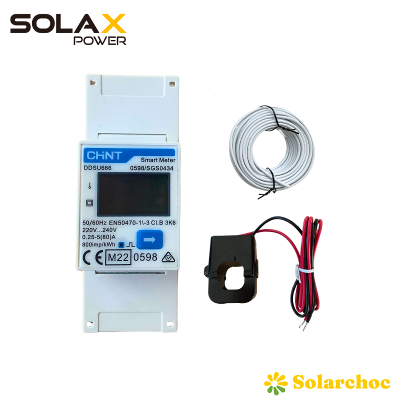 Compteur analyseur / smart meter DDSU 666 CT pour onduleur SOLAX avec tore de mesure monophasé
