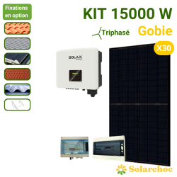 Kit solaire 15000W 30 panneaux DMEGC 500W + 1 onduleur SOLAX X3 PRO 15.0T Autoconsommation réseau Gobie