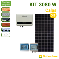 Kit solaire 3080W 8 panneaux solaires JOLYWOOD 385W + 1 onduleur SOLAX X1 MINI 3.0 monophasé Autoconsommation réseau Calas