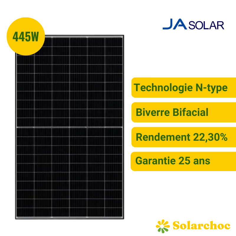 Panneau solaire JA SOLAR 445W Bifacial JAM54D40-445-LB-BF Panneau solaire JA SOLAR 445W Bifacial JAM54D40-445-LB-BF