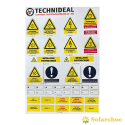 Planche de 25 étiquettes normalisées pour le photovoltaïque