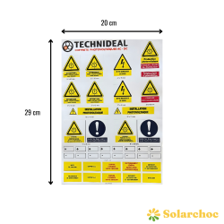 Planche de 25 étiquettes normalisées CONSUEL - Signalisation photovoltaïque TECHNIDEAL 2 - Solarchoc 