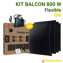 Kit solaire balcon flexible SOSSEN 800W Plug&Play Autoconsommation 4 panneaux 200W + 1 micro onduleur Gili