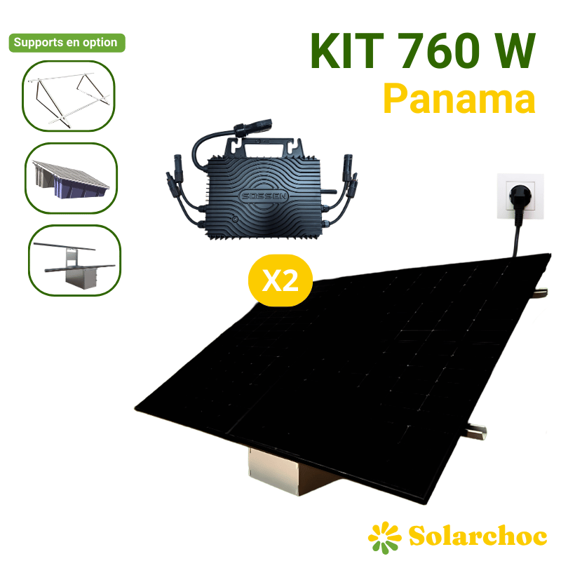 Kit solaire 760W 2 panneaux HONOR 380W + 1 micro onduleur SOSSEN 1000 wifi intégré Autoconsommation Plug&Play Panama