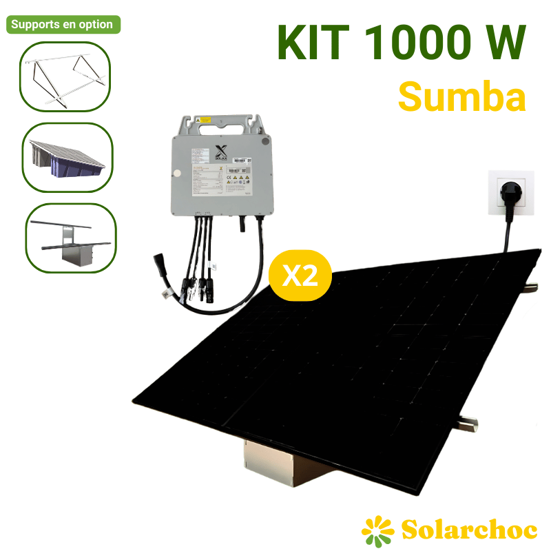 Kit solaire Plug&Play 1000W 2 panneaux JOLYWOOD 500W + 1 micro onduleur 1000W SOLAX Wifi intégré X1 Autoconsommation Sumba