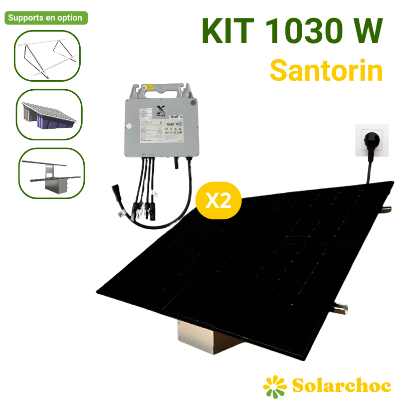 Kit solaire plug and play 1030W 2 panneaux MAYSUN 515W + 1 micro onduleur SOLAX 1000W Wifi intégré X1 Autoconsommation Santorin
