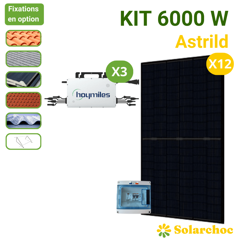 Kit solaire 6000W 12 panneaux DMEGC 500W + 3 micro-onduleurs HOYMILES HMS2000 4T Autoconsommation réseau Astrild