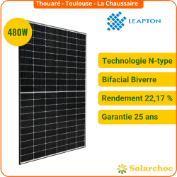 Panneau solaire LEAPTON 480W Cadre noir Bifacial N-type LP182*182-M60-NB