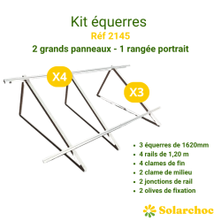 Kit équerres 2 panneaux solaires portrait gamme POWER avec équerres 1620mm