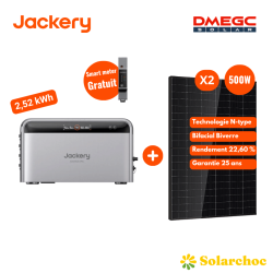 Pack Batterie Plug and Play 2,52kWh JACKERY SolarVault 3 Pro + 2 panneaux DMEGC 500W