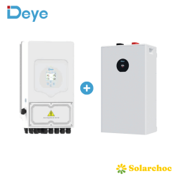 Pack DEYE 16kWh Onduleur hybride 6000W SUN-6K-SG05LP1-EU-AM2-PLUS + Batterie solaire SE-F16-C Monophasé