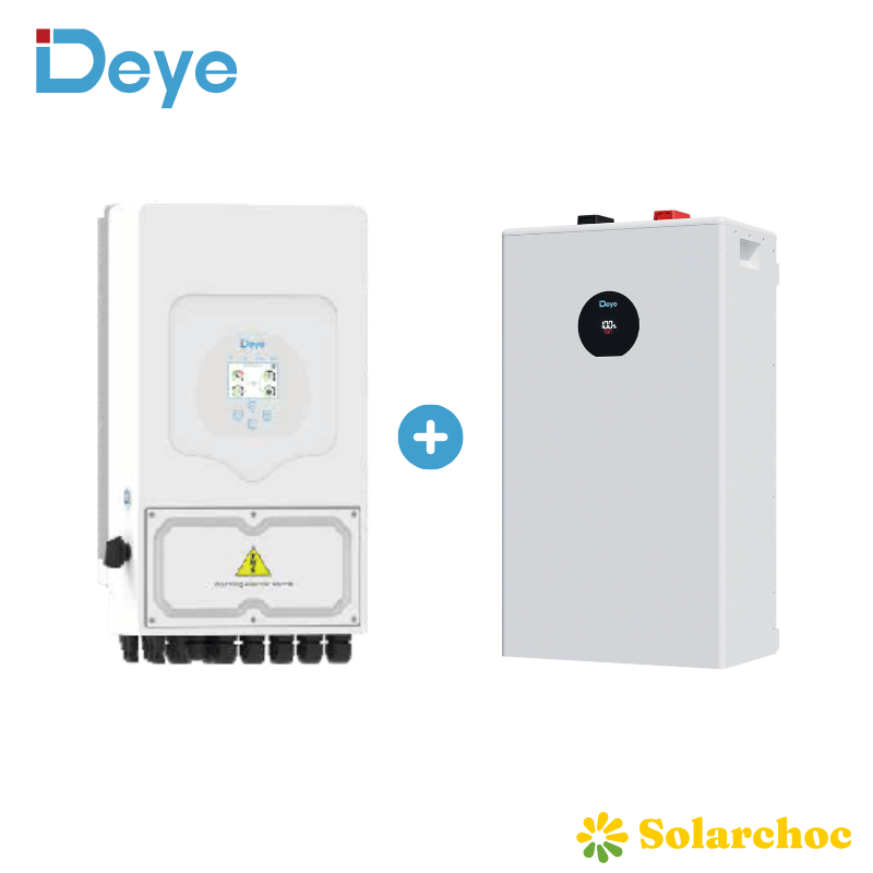 Pack DEYE 16kWh Onduleur hybride 6000W SUN-6K-SG05LP1-EU-AM2-PLUS + Batterie solaire SE-F16-C Monophasé