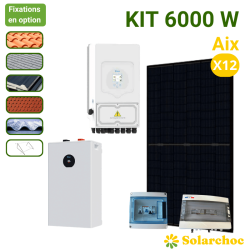 Kit solaire 6000W 12 panneaux DMEGC + onduleur hybride DEYE 6000W + batterie 16kWh monophasé Aix [product.brand] 1 - Solarchoc 