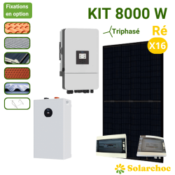 Kit solaire 8000W 16 panneaux DMEGC + onduleur hybride DEYE 8000W + batterie 16kWh triphasé Ré [product.brand] 1 - Solarchoc 