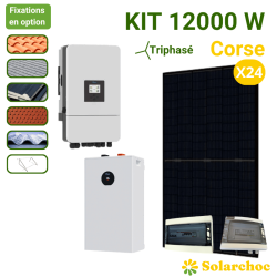 Kit solaire 12000W 24 panneaux DMEGC + onduleur hybride DEYE 12000W + batterie 16kWh triphasé Corse [product.brand] 1 - Solarcho