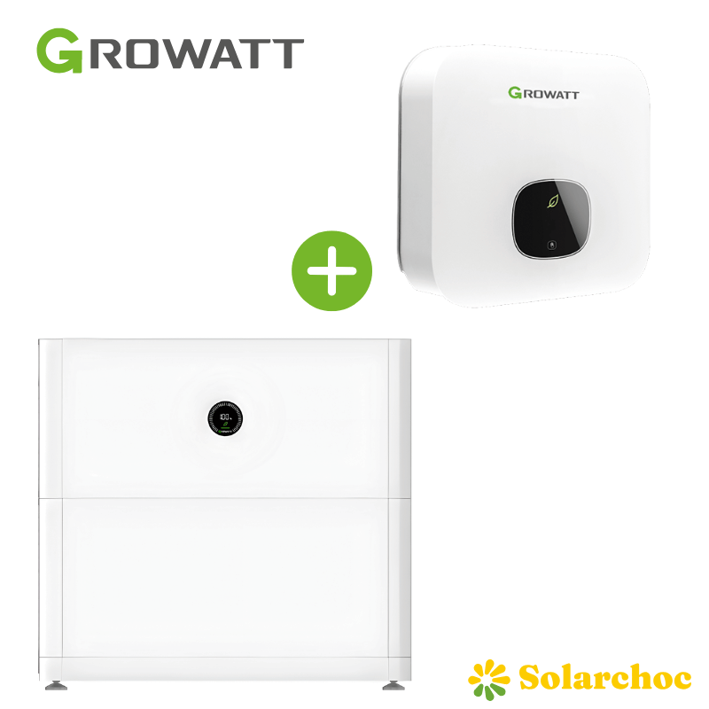 Pack 5kWh GROWATT BMS APX + Base + batterie haute tension APX 5.0P-B1 + Onduleur hybride 4600W GROWATT MIN 4600TL-XH monophasé