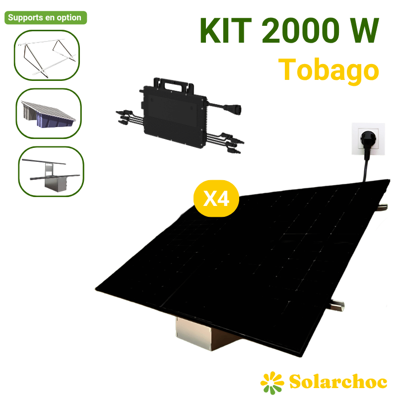 Kit solaire Plug&Play 2000W 4 panneaux DMEGC 500W + 1 micro onduleur HOYMILES 2000W Tobago