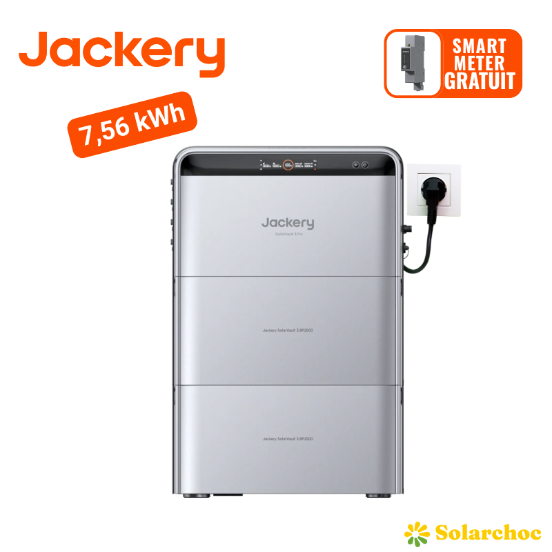 Pack 7,56kWh Batterie Plug and Play JACKERY SolarVault 3 Pro + 2 batteries BP2500