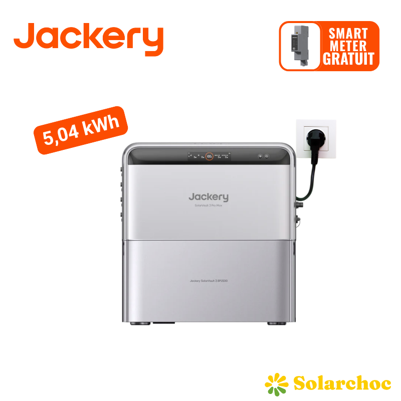 Pack 5,04 kWh Batterie Plug and Play JACKERY SolarVault 3 Pro Max + Batterie solaire additionnelle 2,52 kWh