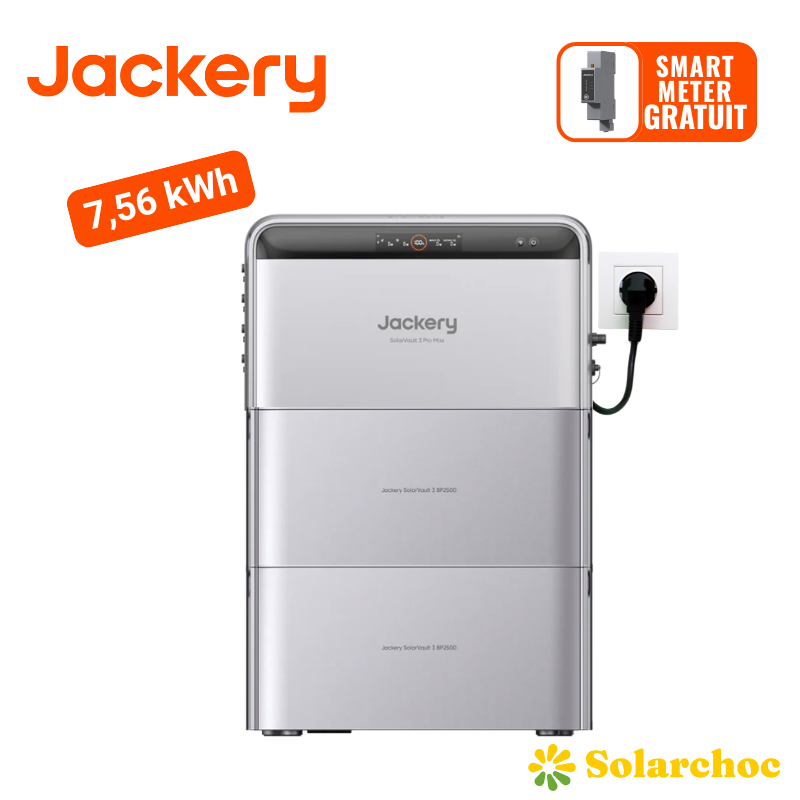 Pack 7,56 kWh Batterie Plug and Play JACKERY SolarVault 3 Pro Max + 2 Batteries solaires additionnelles 2,52 kWh