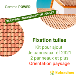 Kit POWER pour panneau(x) solaire(s) suivant(s) sur toiture tuile pose paysage crochet inversé
