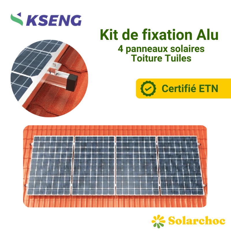 Kit de fixation aluminium ETN 4 panneaux solaires pour toiture tuiles KS-Tile I
