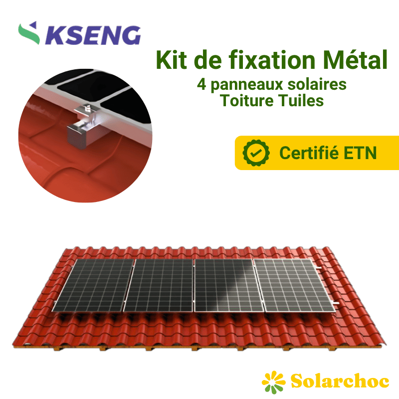 Kit de fixation métal ETN 4 panneaux solaires pour toiture tuiles KS-Tile II