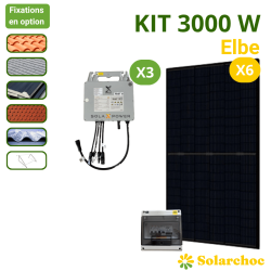 Kit solaire 3000W 6 panneaux DMEGC 500W  + 3 micro-onduleurs SOLAX Autoconsommation Elbe