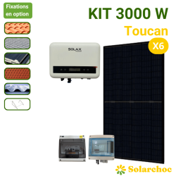 Kit solaire 3000W 6 panneaux solaires DMEGC 500W + 1 onduleur SOLAX X1 MINI 3.0 monophasé Autoconsommation réseau Toucan