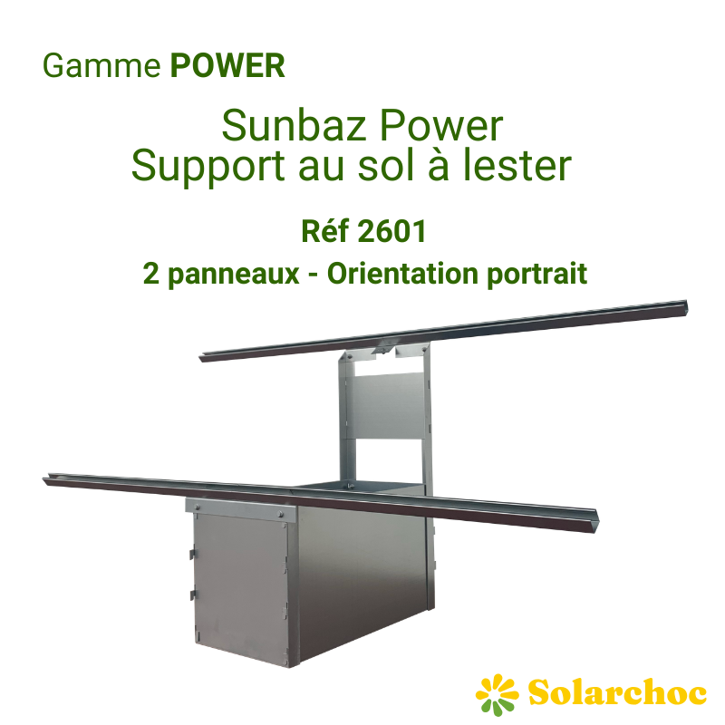 Support au sol à lester SUNBAZ POWER pour 2 panneaux solaires portrait 35°
