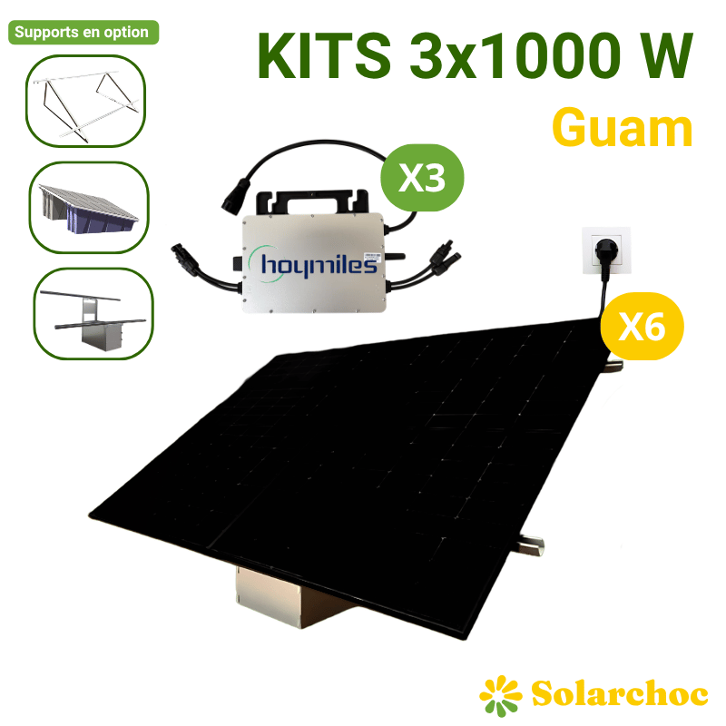 Kits solaires Plug and Play 3x1000W 6 panneaux 500W + 3 micro-onduleurs HOYMILES 1000W Guam