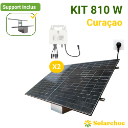Kit solaire plug and play 810W 2 panneaux JOLYWOOD 405W + 1 micro onduleur SOLAX 800W Wifi intégré X1 + Support Curaçao