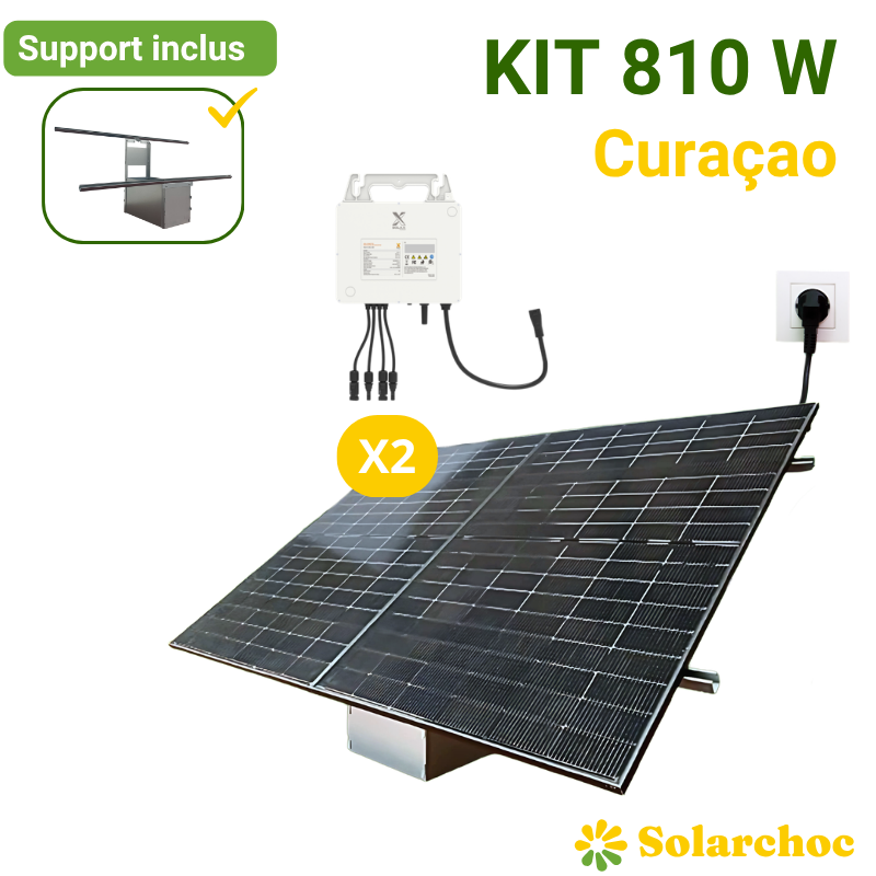 Kit solaire plug and play 810W 2 panneaux JOLYWOOD 405W + 1 micro onduleur SOLAX 800W Wifi intégré X1 + Support Curaçao