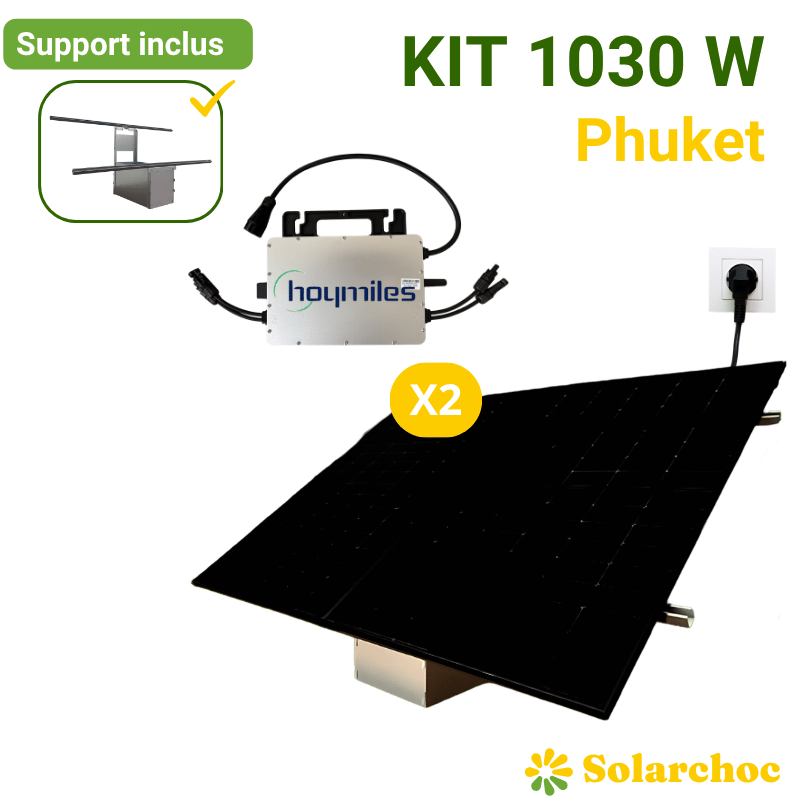 Kit solaire Plug&Play 1030W 2 panneaux DMEGC 515W + 1micro onduleur HOYMILES 1000W wifi intégré Autoconsommation Phuket